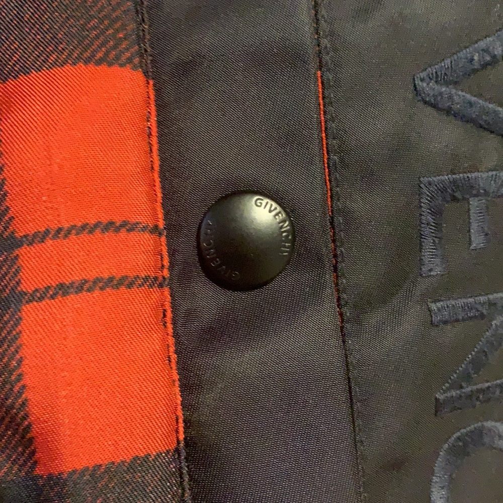 Givenchy navy bomber jacket w/ plaid lining, sz 48 - Picture 12 of 14